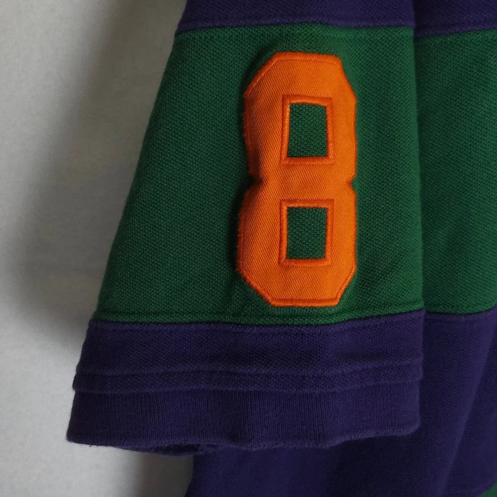 Tommy Hilfiger‎ Rugby Polo Shirt Men's XL Slim Fit Green Purple Big Crest Logo - Picture 4 of 15